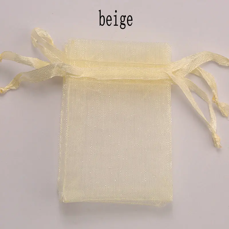 beige 23 Цвета 50 шт./лот 7*9 см, 9*12 см свадебная сумочка из органзы вечерние украшения для упаковки ювелирных изделий, сумки холст подарочные мешочки из органзы - Цвет: beige