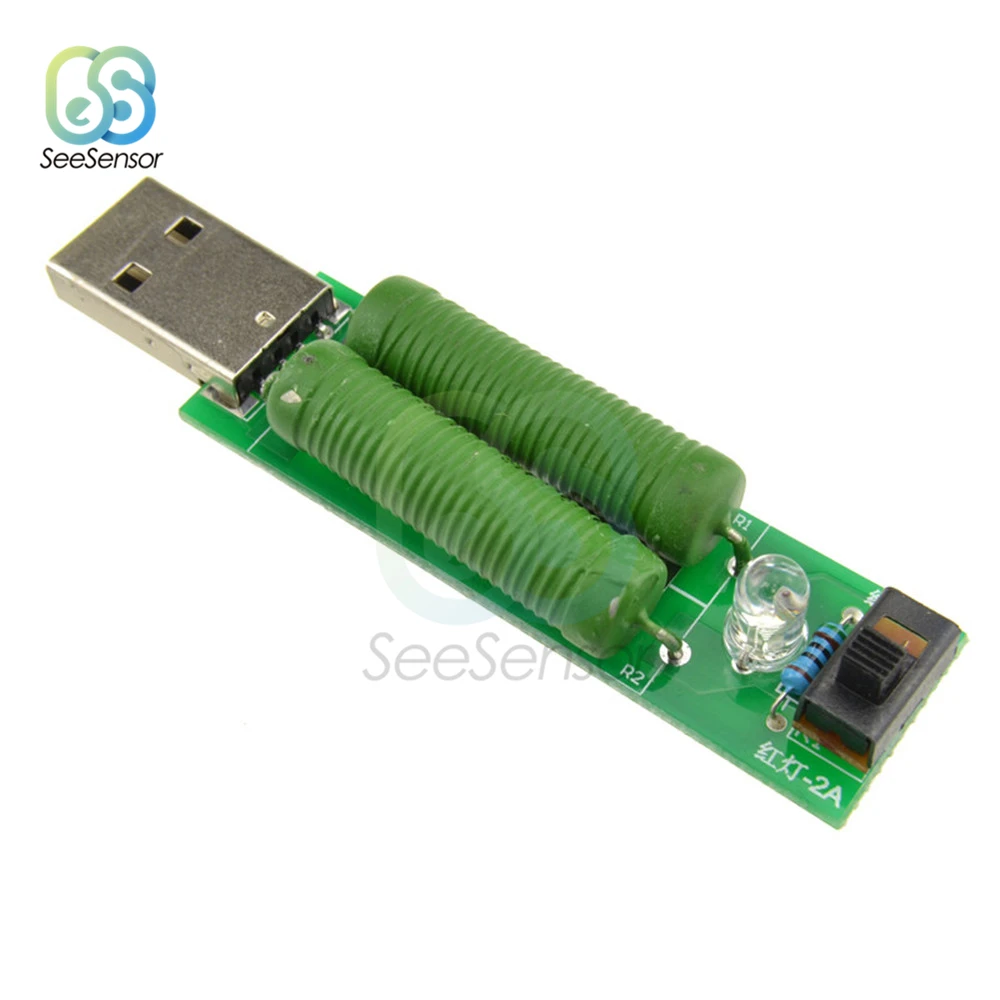 USB мини нагнетания Интерфейс нагрузочный резистор с переключателем регулируемые 2A 1A Батарея Ёмкость Напряжение разряда тестер сопротивления