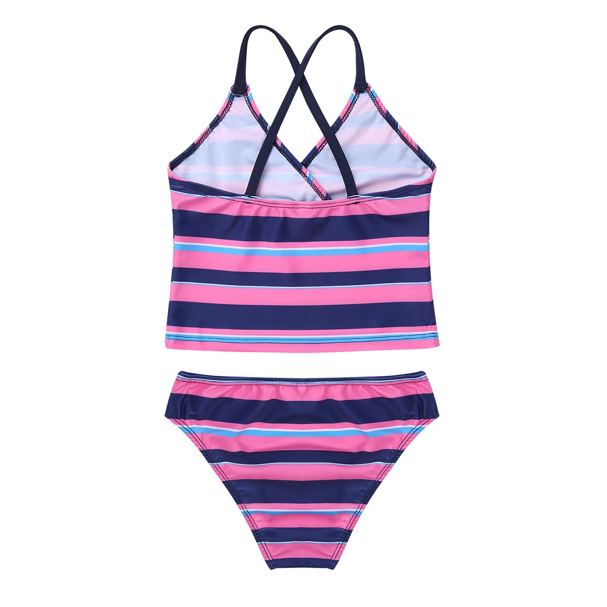 Детский танкини для подростков на тонких бретельках полосатый купальник