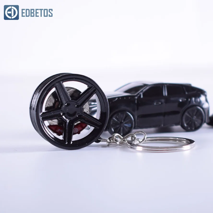 KR004 B Black Jdm Стильный автомобильный брелок для ключей из сплава с ободом колеса с тормозными дисками, jdm брелок для ключей, креативный брелок для Benz BWM, модель автозапчастей - Название цвета: KR004 B Black