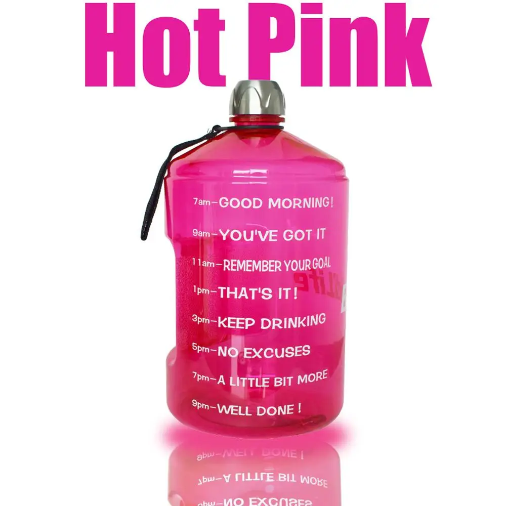 Hot Pink QuiFit 3.78L 2.2L 1.3L Прозрачный большой галлон бутылки для питьевой воды пластик большой емкости для тренажерного зала фитнес-туризма BPA бесплатные виды спорта - Цвет: Hot Pink