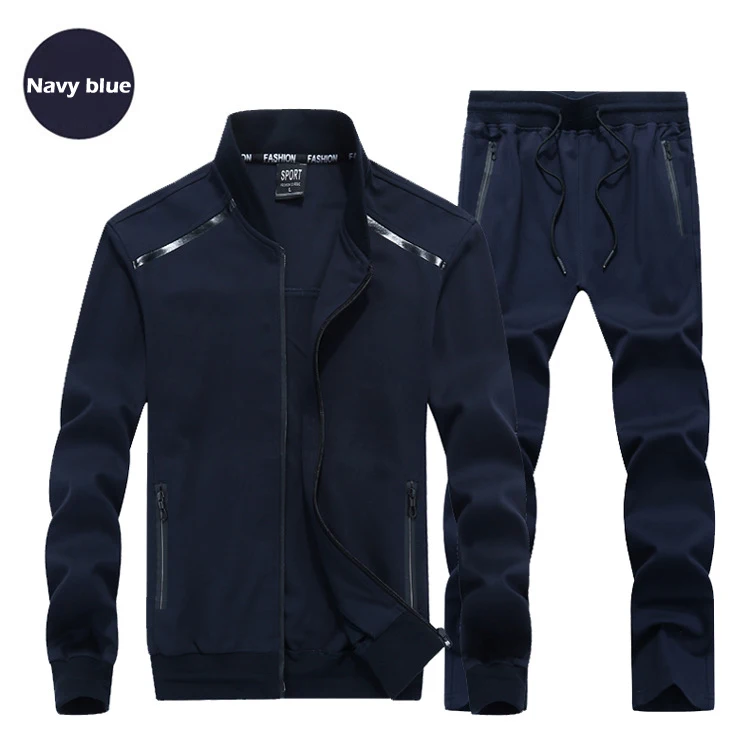 Navy blue Для мужчин's 2 шт. наборы для ухода за кожей Спортивная костюм мужской Толстовка брюки костюмы мужчин плюс размеры 9XL толстовк - Цвет: Navy blue