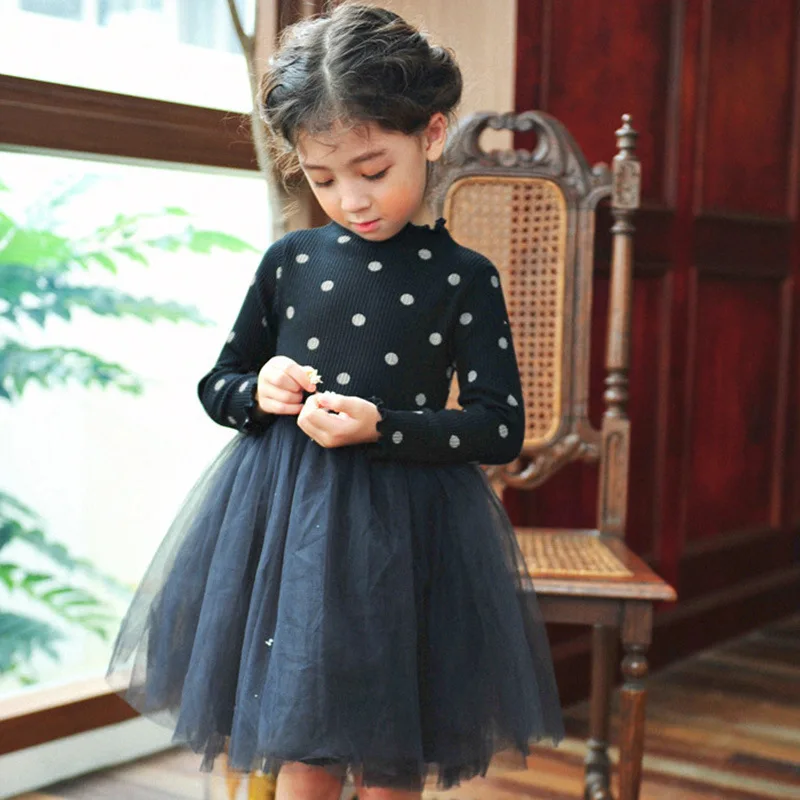 Платье для девочек весна 2019 одежда детей трикотажное Сетчатое платье принцессы в