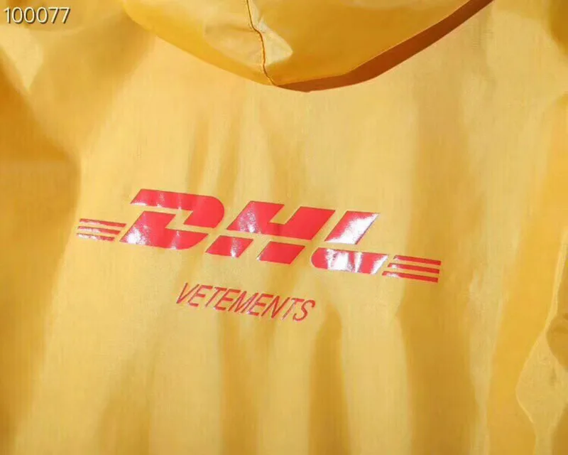 Новейший Vete Мужской плащ ts хип-хоп Уличная одежда желтый черный DHL Vete мужской ts водонепроницаемый мужской женский DHL куртки от Vetements ветровка