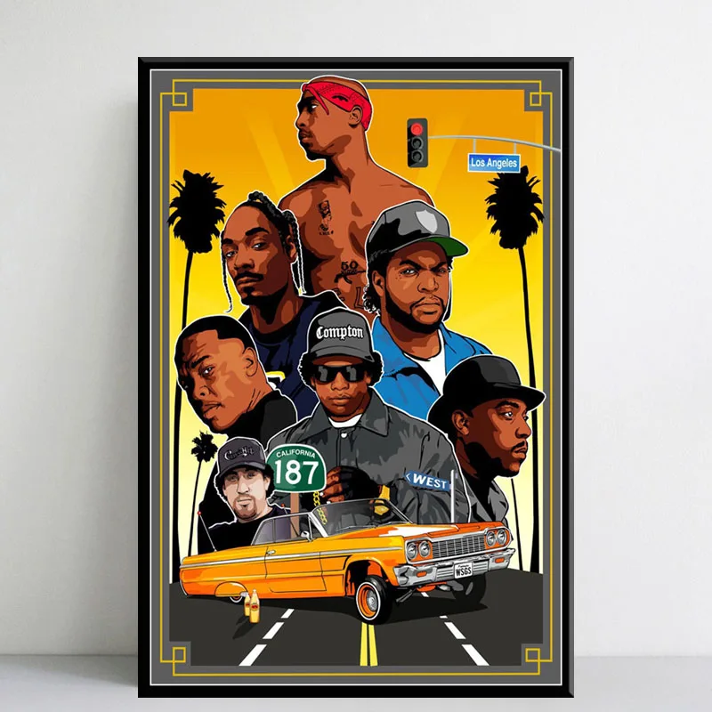 P768 2PAC JAY-Z N.W.A West East Hip Hop Biggie Smalls Rapper Stars Art Painting Silk Canvas Poster Wall Home Decor | Дом и сад
