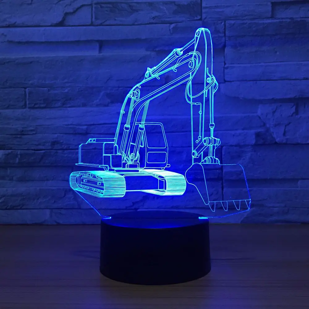 Новый экскаватор 7 цветов лампа 3D Визуальный светодиодный ночник s для детей