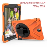 armor coque for samsung galaxy tab a 9 7 sm t550 t555 hand strap 360 rotation stand case tpu cover for samsung t550 t555 case