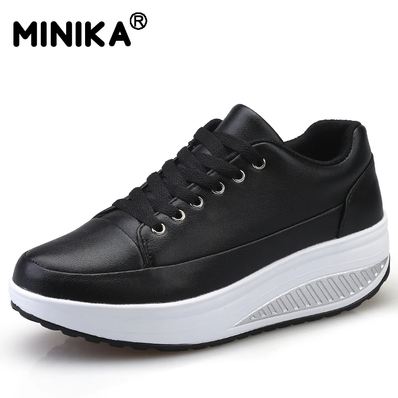 Minika Tenis Feminino женская повседневная обувь кожаная на танкетке платформе дышащая