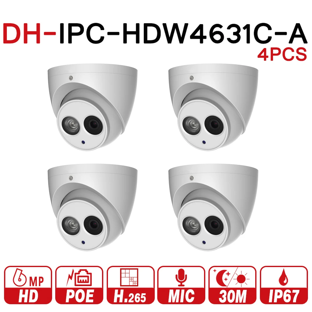 DH 6MP IP камера IPC HDW4631C A обновления от сети HDW4431C POE Мини купольная Встроенный