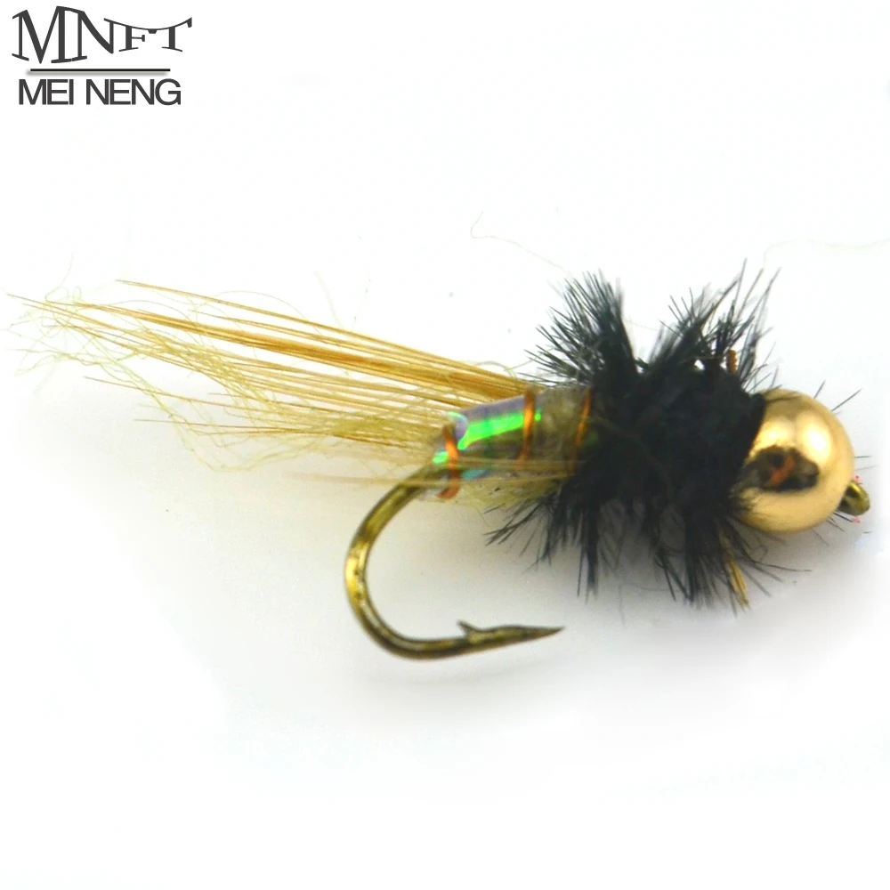 

MNFT 10PCS [ 12# ] Holographic Brass Bead Head Midge Fly Trout Fishing Flies Nymph Lure