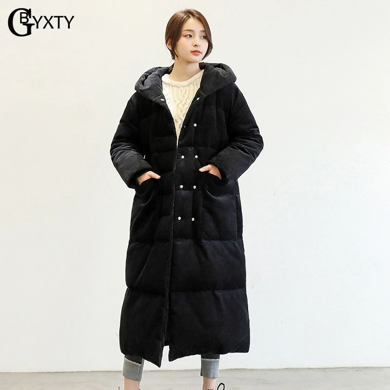GBYXTY, длинный пуховик, chaqueta pluma mujer,, зимний женский, толстый, с капюшоном, большой размер, пуховик и пальто, пальто, ZA953