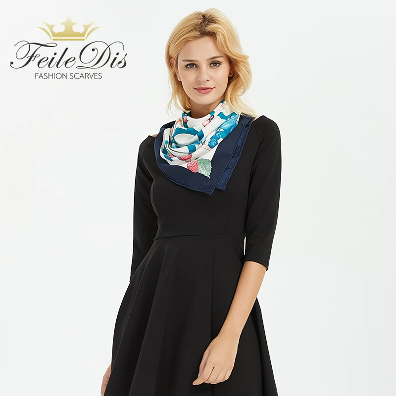 

[FEILEDIS]High quality silk ladies scarf Large Square Scarves New Female Elegant Large Silk Scarf Fashion Ladies Accessories 135