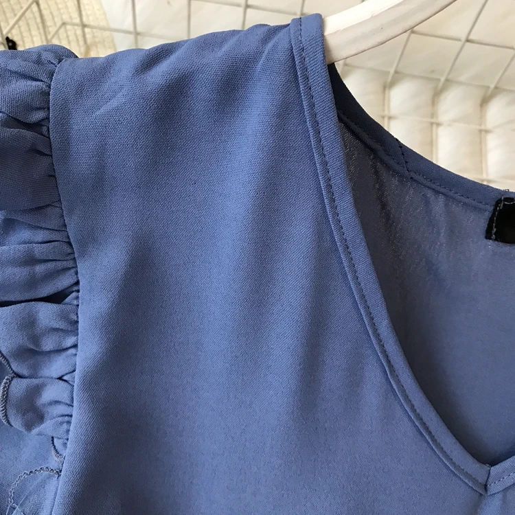 Платье с черным грибком Милая юбка короткими рукавами и завязками поясом