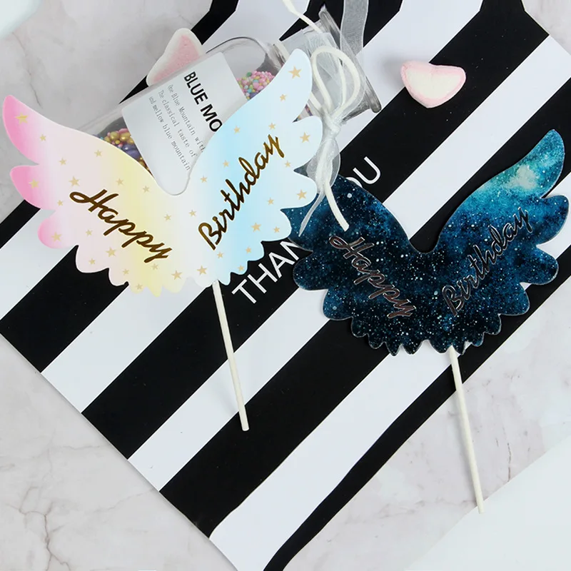 1 шт. с днем рождения крыльями ангела торт Топпер Baby Shower украшение для свадебного