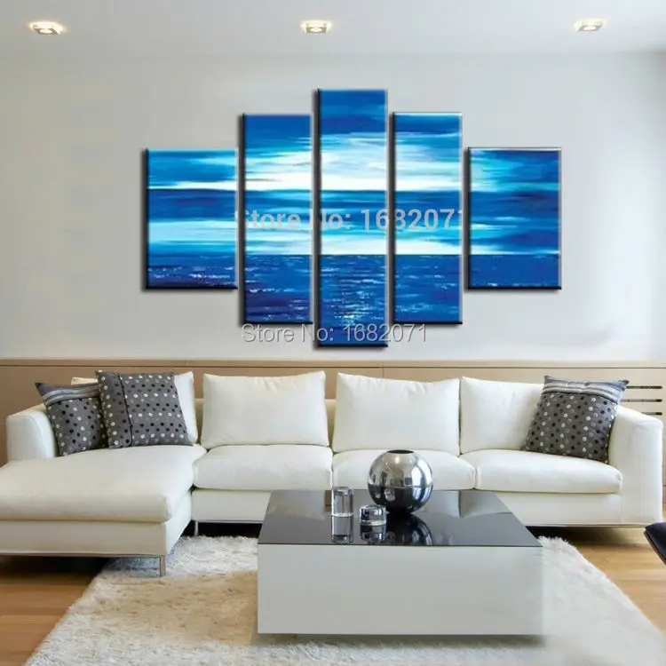 Высокое Качество абстрактная картина маслом на холсте Красивая синяя морская