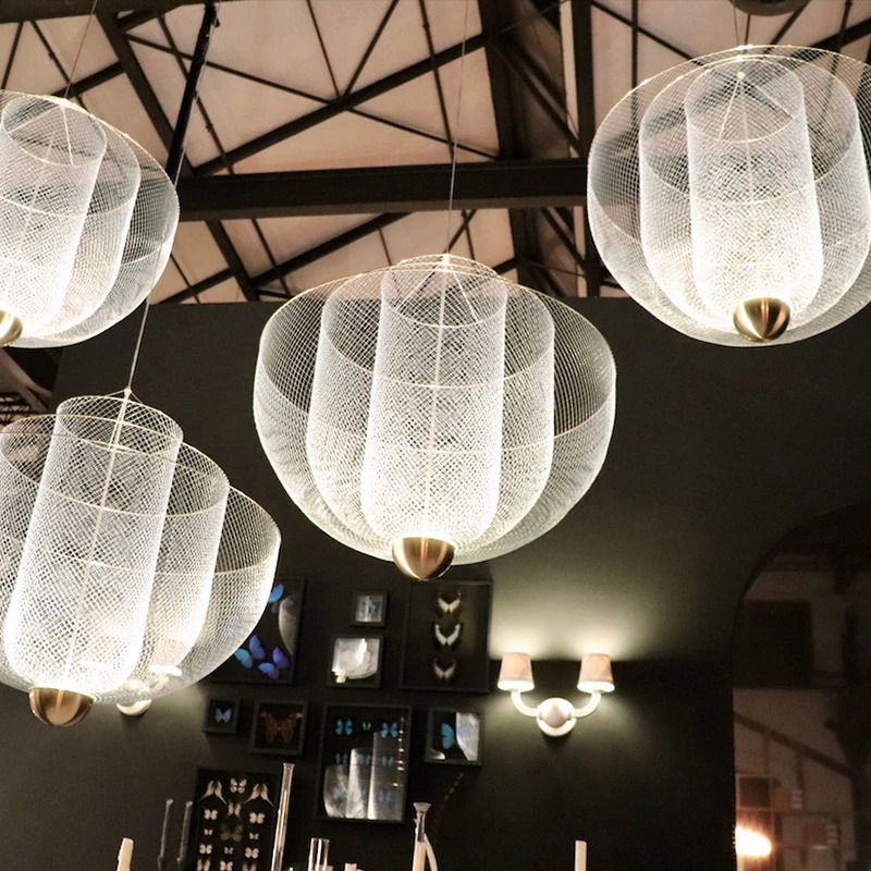 Italian metal chandelier personality living room restaurant postmodern light luxury simple designer grid villa | Освещение