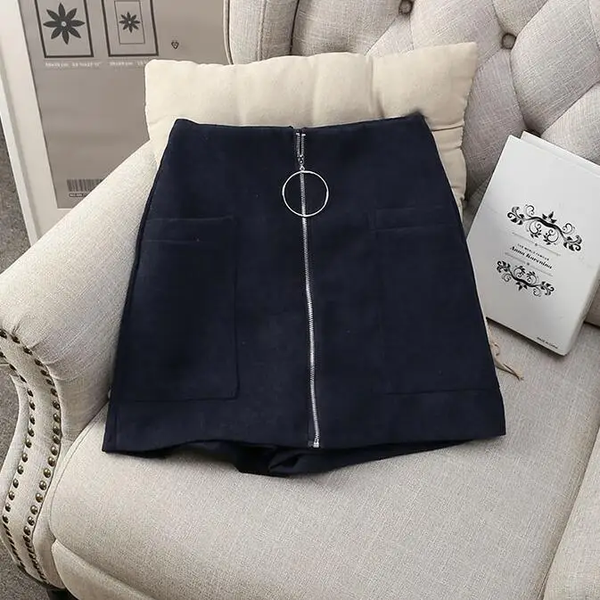 dark blue Xnxee, женские шорты с широкими штанинами, женские хлопковые шорты с высокой талией, шорты на молнии спереди с карманами, сексуальные мини-шорты, юбка - Цвет: dark blue
