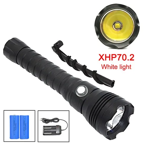 white torch kit Мощный XHP70.2 светодиодный вспышка для подводного погружения и светильник 26650 подводный светильник фонарь цвет: желтый, белый 4000 люмен подводный 100 м Водонепроницаемый XHP70 лампа для дайвинга - Испускаемый цвет: white torch kit