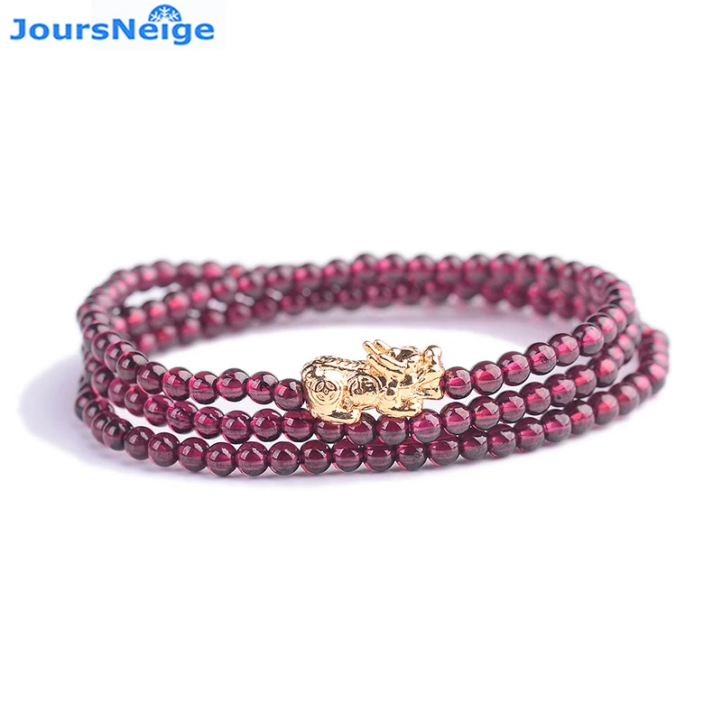 

Wholesale Natural Garnet Stone Bracelets Wine Red Bead With Shakin Pixiu Bracelet Lucky for Women Crystal Multilayer Jewelry