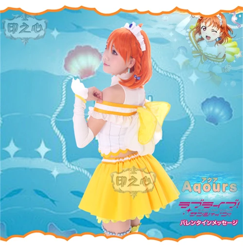 Аниме Love Live Sunshine Chika Takami Aqours Косплей Костюм аквариум желтое платье юбка A