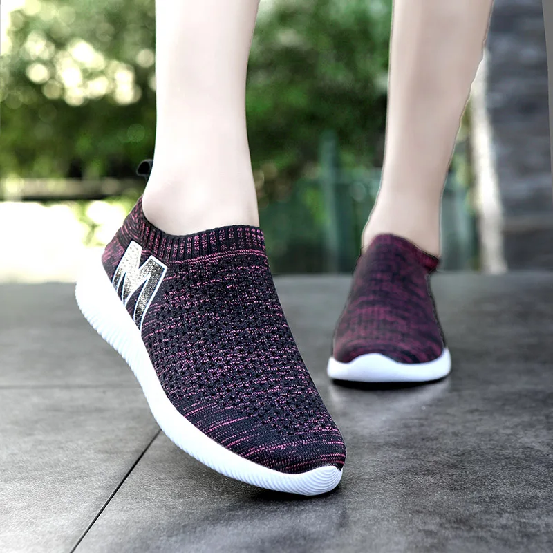LUONTNOR Slip On мужские носки кроссовки 2018 новые дышащие Fly ткачество спортивная обувь