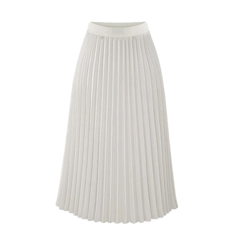 High Waist Pleated Skirt Fashion Solid Long Skirts Black Pink Length Elastic Skirts Woman Summer Fashion Office Maxi Skirt