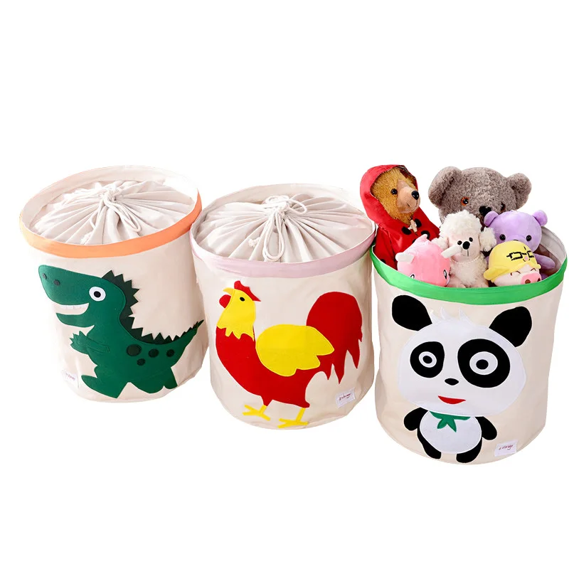 

Cute Cartoon Animal Toys Organizer Dinosaur Panda Dog Kids Clothes Laundry Basket Waterproof Folding Toy Storage Box with Cover