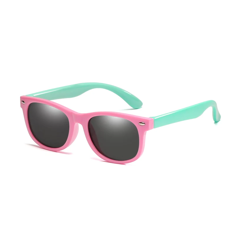 Pink Light green Гибкие поляризованные детские солнцезащитные очки, детские черные солнцезащитные очки для маленьких девочек и мальчиков, солнцезащитные очки, 1,5-11 лет, детские очки - Цвет линз: Pink Light green