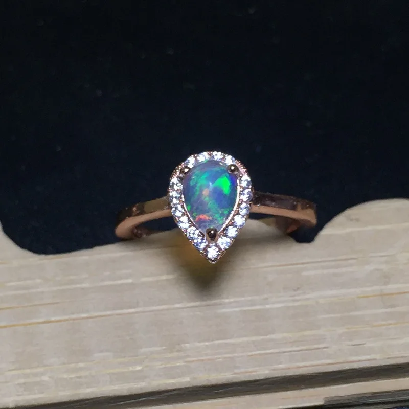 Огненный натуральный австралийский опал камень Твердое Серебро 925 тонкое кольцо