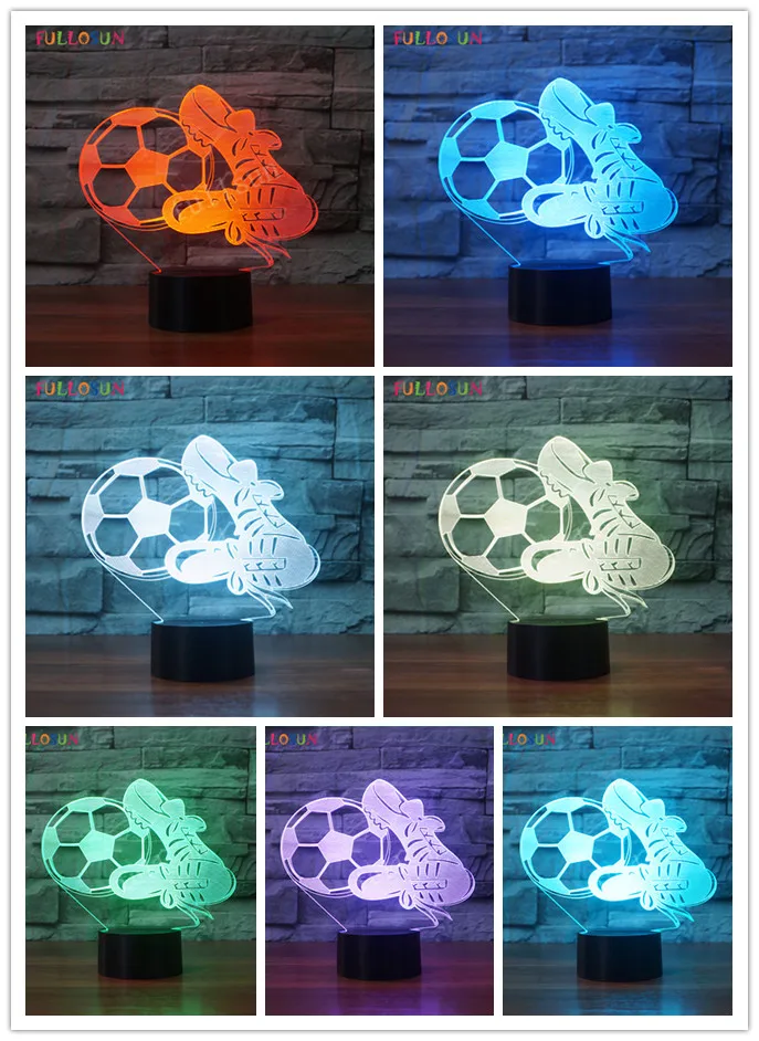 Soccer Table Lamp 3D Lights Optical USB Creative Night Light Baby &ampKids Room Sleeping as Birthday Gift | Освещение