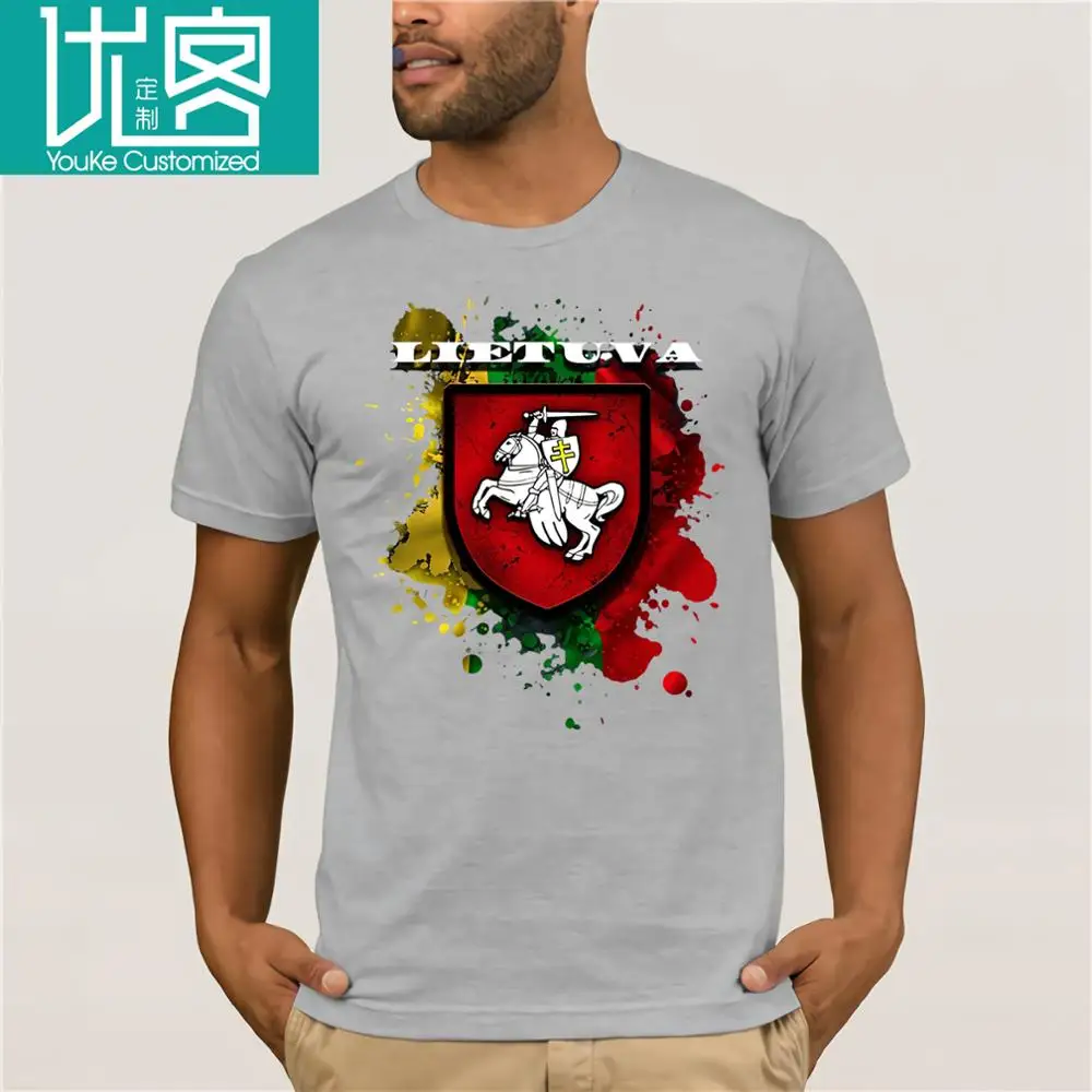 100% t shirt 2018 Fashion men t-shirt Lithuania Gift T-Shirt National Attributes Flag And Vytis | Мужская одежда