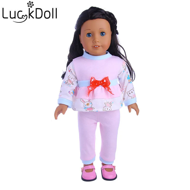 LUCKDOLL7Sets различных стилей пижамы подходят 18 дюймов Американский 43 см BabyDoll одежда аксессуары, игрушки для девочек, поколение, подарок - Цвет: b82