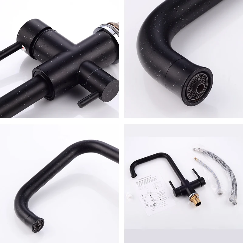 new style Double Bending Black Water Purification Tap Kitchen sink Design 360 Degree Rotation Faucet Dual Handle | Обустройство дома