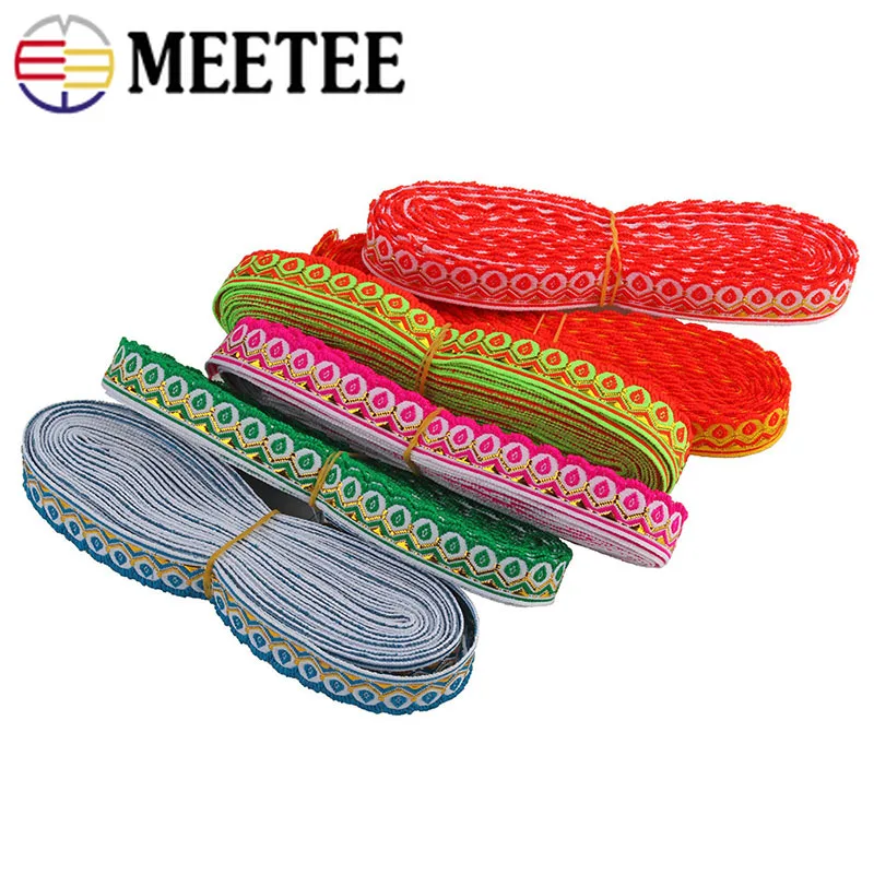 Meetee 3pcs(1pc=7meters) 15mm Ethnic Jacquard Lace Trims Polyester Webbing DIY Wedding Scrapbook Hand Clothing Accessories | Дом и сад