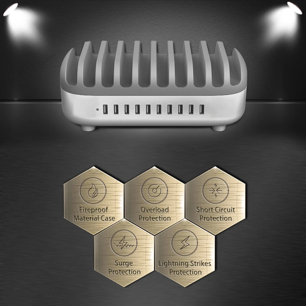 NTONPOWER настольная мульти док-станция для зарядки с USB с держателем телефона Органайзер 10 портов 2.4A Быстрая зарядка для iPad/iPhone/Xiaomi
