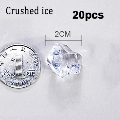 2.0cm Crushed ice 20 шт./лот, прозрачные искусственные ледяные гранулы, красочные кубики для пива, виски, соды, напитков, реквизит для фотосъемки, украшения для творчества - Цвет: 2.0cm Crushed ice