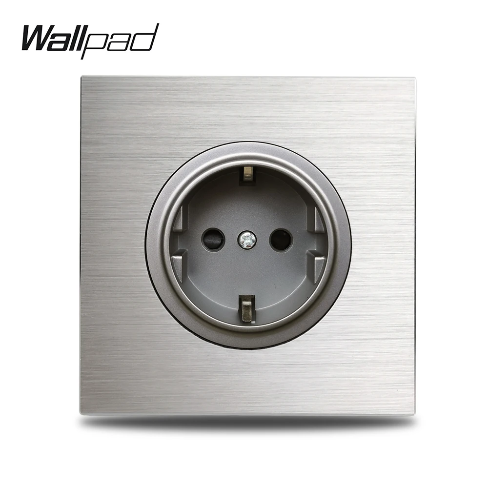 Wallpad L6 серый одноместный 16A ЕС настенная электрическая розетка серебряная