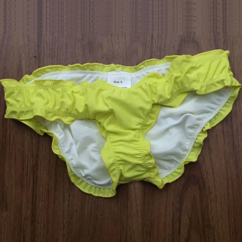 Light green Летние милые Танга стринги пляжная одежда размера плюс Бикини Короткие Сексуальные Купальники с рюшами низ женский сексуальный купальник нижнее белье низ - Цвет: Light green