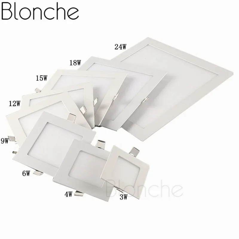 Square Blonche светодиодный потолочный светильник AC85~ 265 В панельный светильник круглый/квадратный 3W/6 Вт/9 Вт для гостиной спальни кухни Современный домашний декор светильник - Цвет корпуса: Square