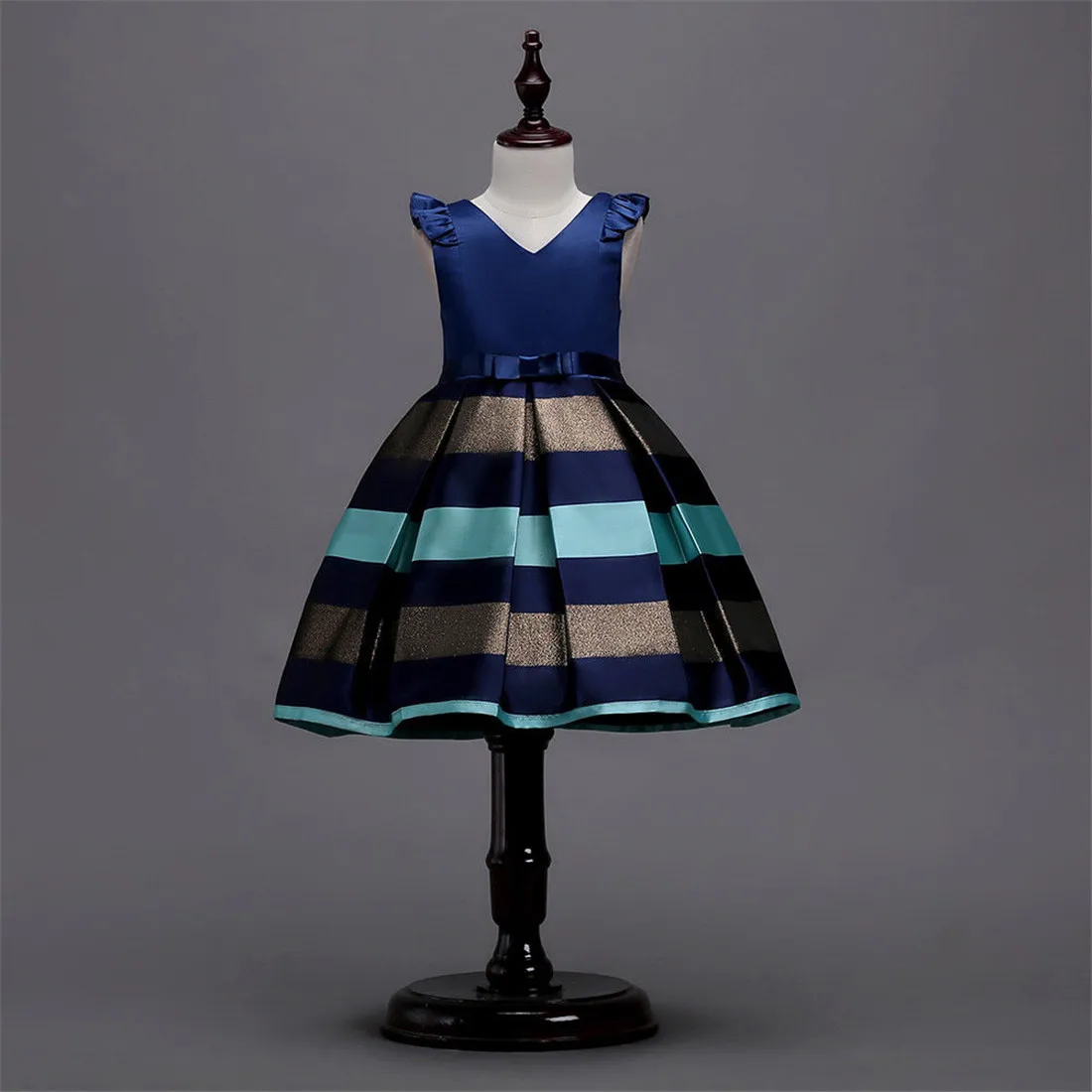 Лидер продаж Новинка модное платье для девочек праздничное в полоску с цветочным