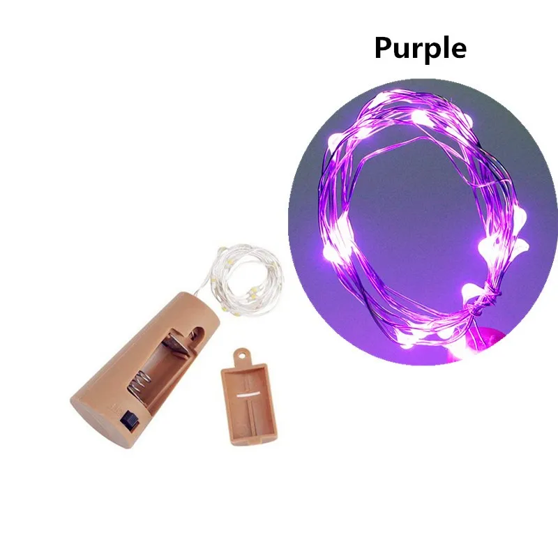 Purple 10 20 30LED светильники в форме винных бутылок из пробки в форме гирлянды поделки РОЖДЕСТВЕНСКИЕ Гирлянды для вечерние Хэллоуин свадебные декорации - Испускаемый цвет: Purple