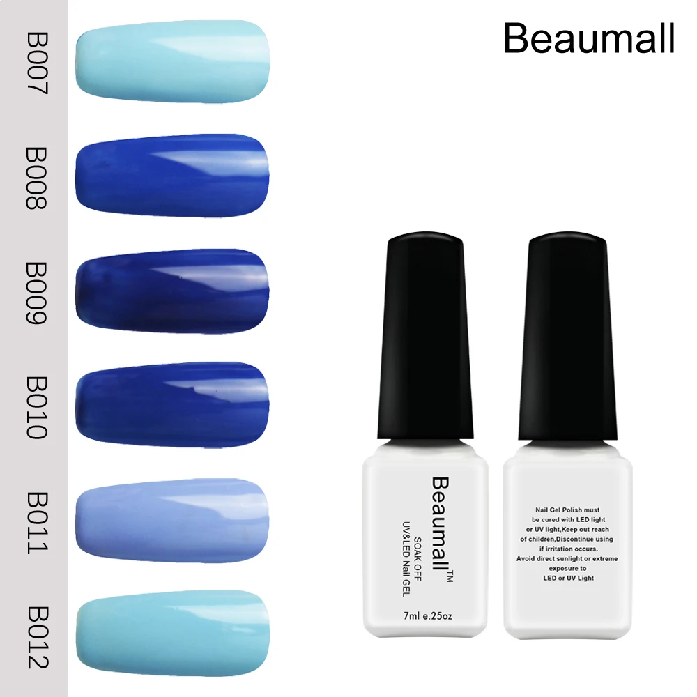 Beaumall ногтей гель лак для BLUE Series Цвета # B007 ~ B012 7 мл объем био Гели Soak Off УФ