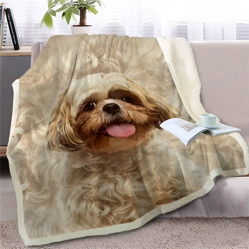 Dog2 BlessLiving English Cocker Spaniel Sherpa Bed Blanket 3D Animal Dog Throw Blanket Soft Plush Bedspreads Bedding 150x200 Dropship - Цвет: Dog2