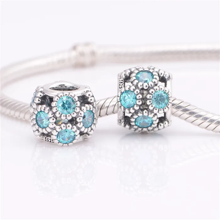 Новые ювелирные изделия из стерлингового серебра S925 пробы с синим цирконием