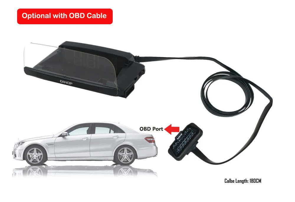 EANOP зеркало HUD авто автомобильный HUD Дисплей OBD2 скорость проектор скорость метр KMH/KPM температура и расход масла и т. д