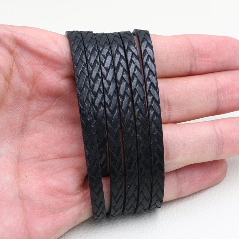 Black XCHARMS 5 мм плоский шнур из искусственной кожи плетеная веревка Diy Ювелирные изделия фурнитура аксессуары модные материалы для изготовления ювелирных изделий для браслетов - Цвет: Black