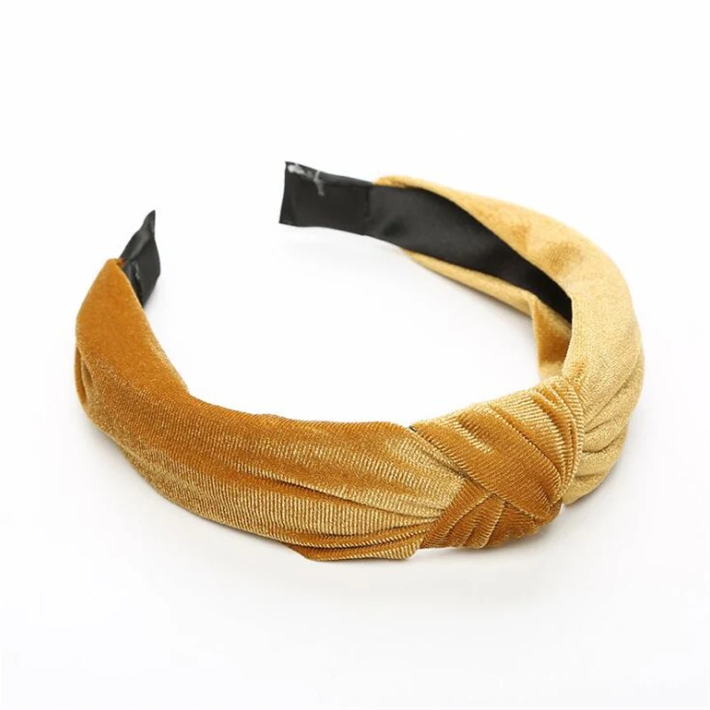 Color 12 Women Girls Fashion Velvet Knitted Korean Solid Bezel Hairband Hair Accessories Elegant Cross Headband Ornament For Female Girls - Цвет: Color 12