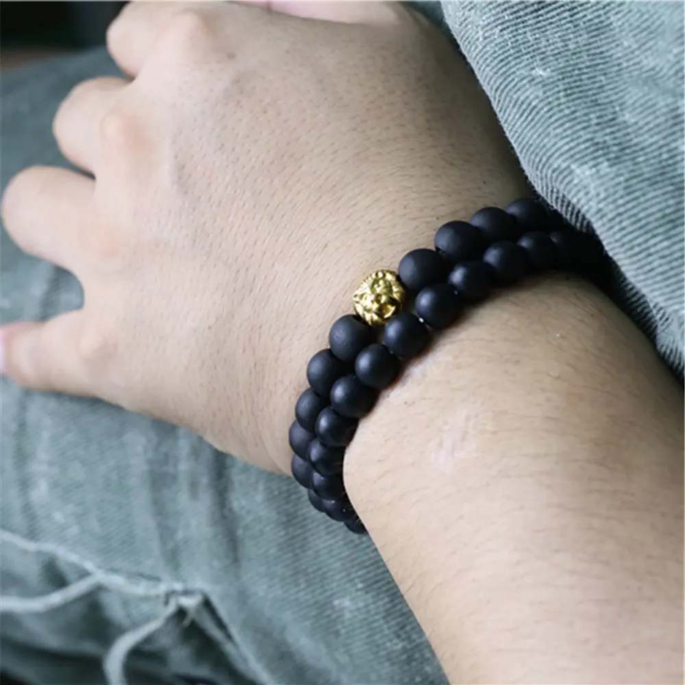 Браслеты мужские и женские винтажные с бусинами из натурального камня |