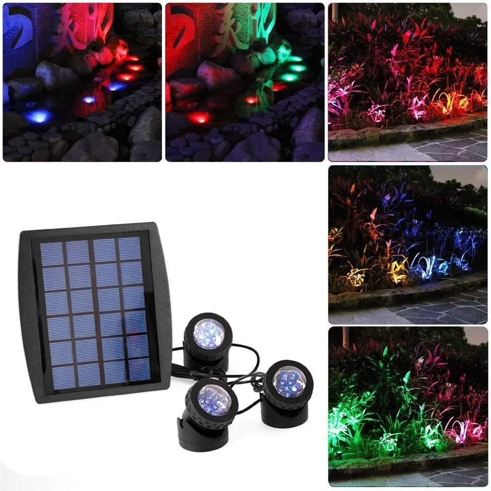 

IP68 Waterproof Solar Powered underwater Pond Lights RGB Submersible Pool Spotlight Security Night Light for Garden Tank Decor