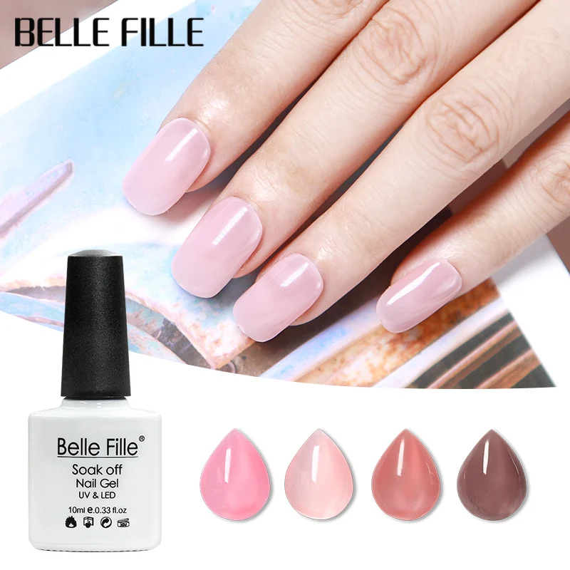 Belle Fille 10 мл прозрачный ногтей Гель-розовый белый Желе Лаки УФ-гель для полу